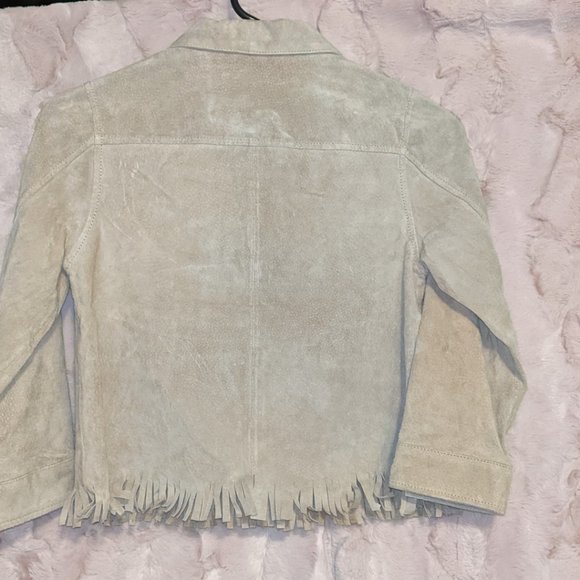 EUC - GYMBOREE CUTEST COWGIRL KHAKI SUEDE LEATHER JACKET Size 5-6 (s) - Picture 6 of 7